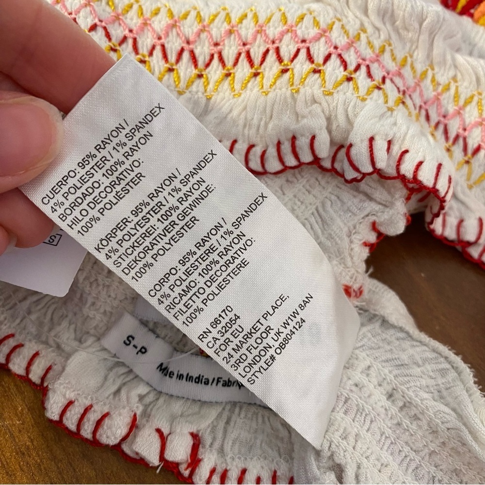 Urban Outfitters Cream Embroidered Crop Bralette with Red & Orange Accents - Picture 14 of 15
